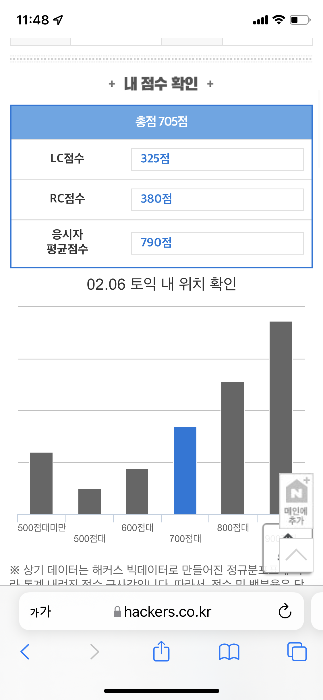 점수 분석 부탁드립니다.. :: 해커스영어