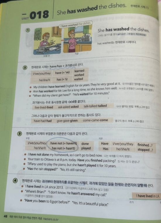 해커스 그래머 게이트웨이 베이직 현재완료
